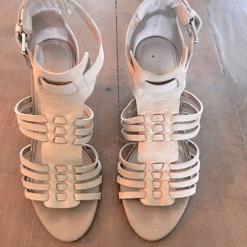 FRANCO SARTO Keller Leather Gladiator Wedge Heels Strappy Sandals